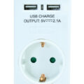 Powertech Αντάπτορας Ρεύματος Schuko 2X Usb Λευκό