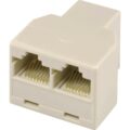Powertech Αντάπτορας RJ45 (F) σε 2x RJ45 (F) λευκό