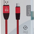 Powertech Braided USB 2.0 Cable USB-C male - USB-A male Κόκκινο 1m (PTR-0038)