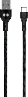 Powertech Braided USB 2.0 Cable USB-C male - USB-A male Μαύρο 1m