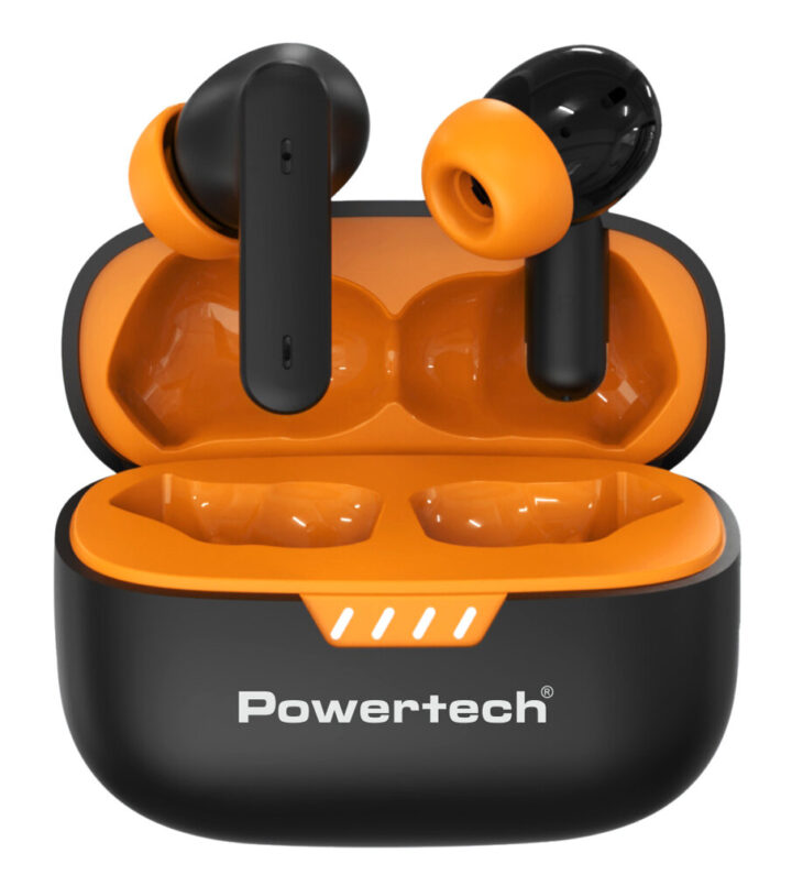 Powertech earphones με θήκη φόρτισης True Wireless 40/400mAh ANC & ENC μαύρα