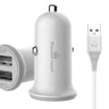 Powertech Φορτιστής αυτοκινήτου & καλώδιο Micro USB 2x USB 3.4A