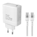 Powertech Φορτιστής Τοίχου με Καλώδιο USB-C 65W GaN Λευκός