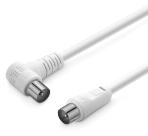 Powertech Καλώδιο κεραίας TV γωνιακό 90° 1.5m λευκό