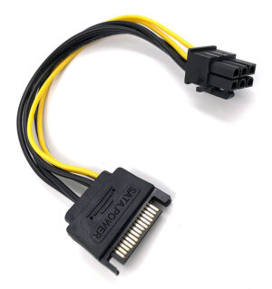 Powertech Καλώδιο SATA 8" 15pin σε PCI-E 6pin 15cm