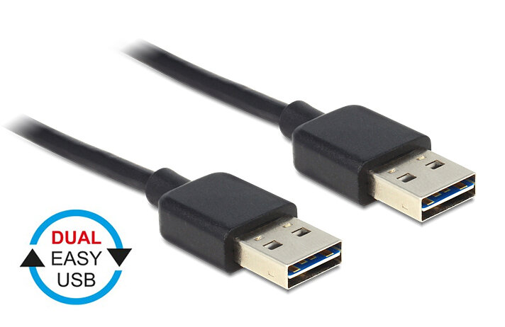 Powertech Καλώδιο USB 2.0 σε USB 2.0 Type A Dual Easy USB 1.5m Black