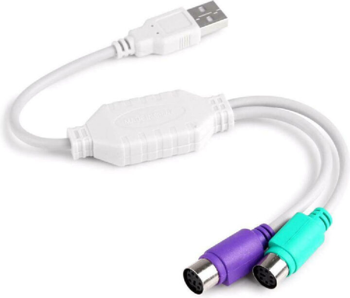 Powertech Καλώδιο USB Αρσενικό σε 2x PS2 Θηλυκό 0.20m Λευκό CAB-U047