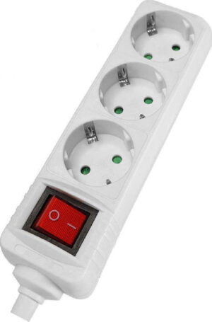 Powertech πολύπριζο 3x schuko 16A χωρίς καλώδιο λευκό