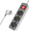 Powertech Πολύπριζο Ασφαλείας 3x schuko 16A 1.4m Λευκό - Γκρι