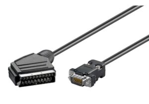 Powertech Scart 21p M/Vga M 1.5m Black