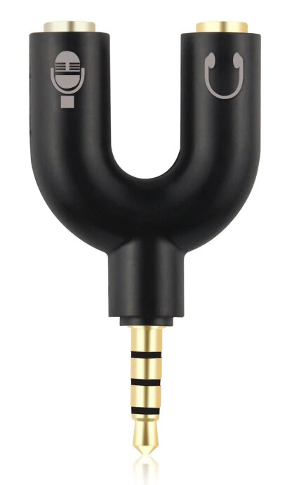 Powertech Splitter 3.5mm Headphone Mic Audio Y Splitter Cable Female to Dual Male Converter Adapter