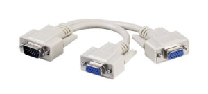 Powertech Splitter VGA 15pin HD Male σε 2x Female 0.2m γκρι
