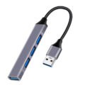 Powertech USB Hub 4x Θυρών 5Gbps USB Σύνδεση Γκρι