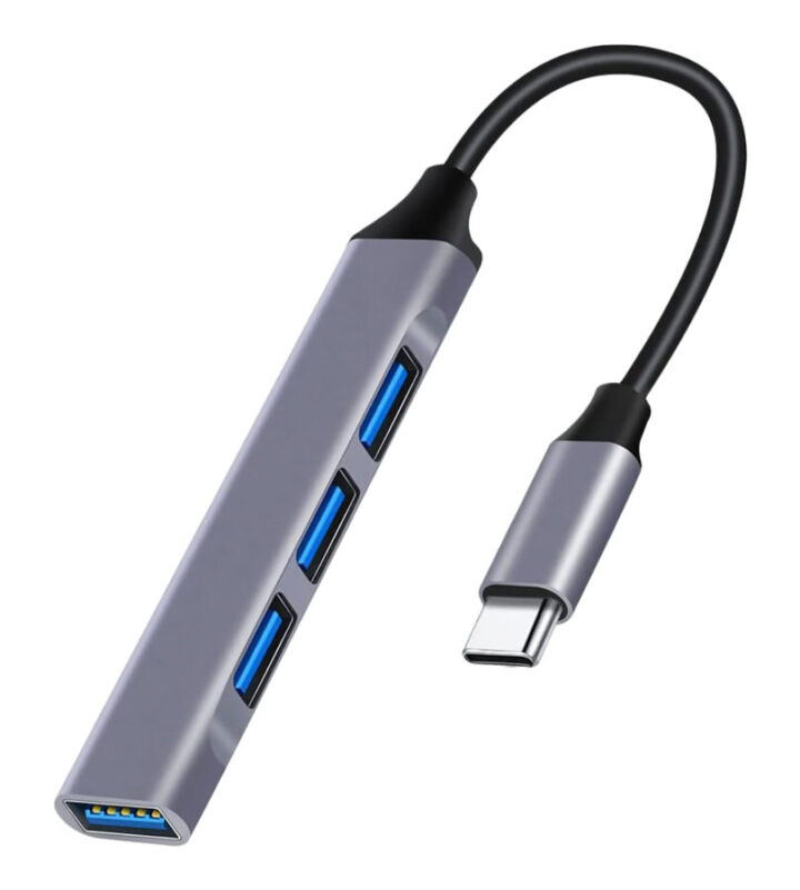 Powertech USB Hub PT-1113 4x Θυρών 5Gbps USB-C Σύνδεση Γκρί