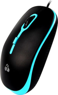 Powertech wired optical mouse 3D Black / Cyan