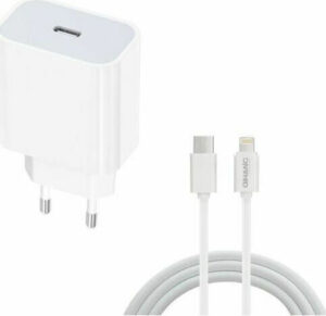 QIHANG Φορτιστής 20W με Θύρα USB-C & Καλώδιο Lightning Λευκός, Z61