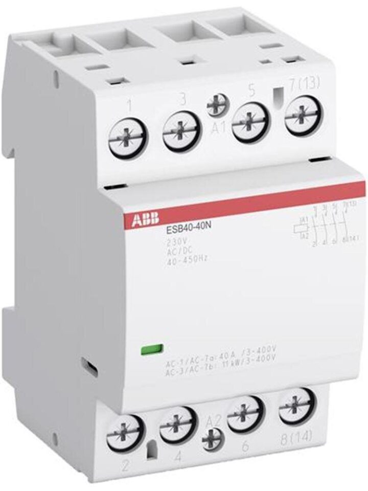 Ρελέ Ισχύος Ράγας 4P 40A 4NO 230VAC/DC Αθόρυβος ESB40-40N