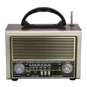 Retro Φορητό Ασύρματο Ραδιόφωνο FM/AM/SW 3-Band με USB Καλώδιο