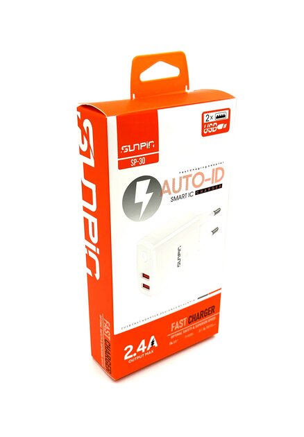 Sunpin sp-30 Φορτιστής με 2 Θύρες USB-A και καλώδιο Micro