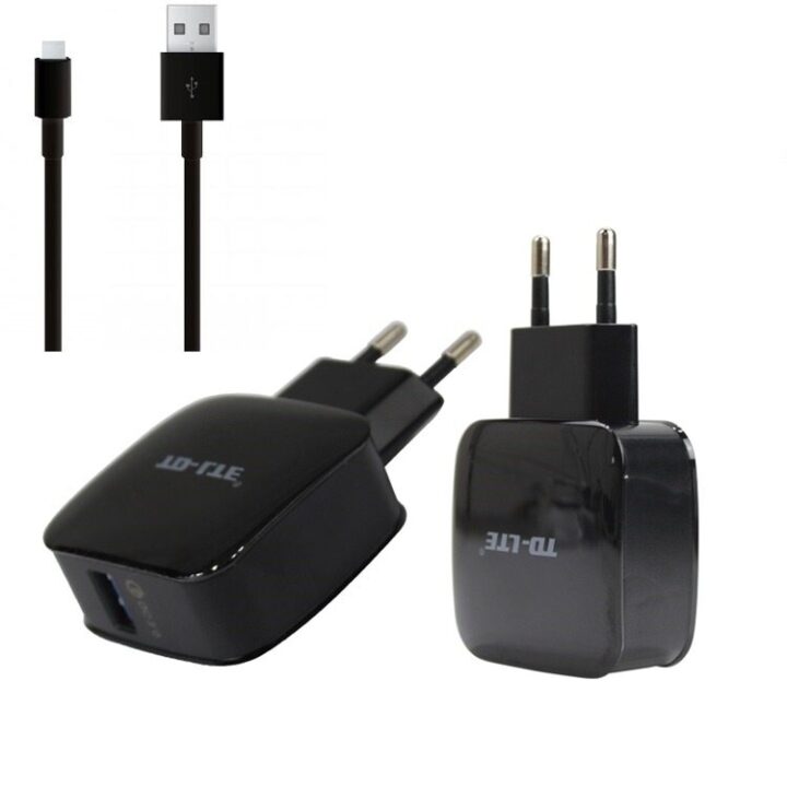 Td-Lte Travel Charger 5V/9V/12V Μαζί Με Καλώδιο Micro Usb For Smart Phones Black