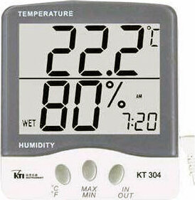 Θερμόμετρo & Υγρασιόμετρo & Ψηφ. Alarm+Clock Επιτραπέζιο για Χρήση σε Εσωτερικό Χώρο