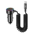 USAMS φορτιστής αυτοκινήτου C33 με καλώδιο USB/USB-C 60W 1m μαύρος