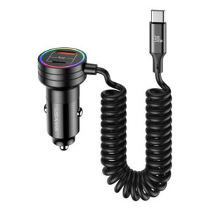 USAMS φορτιστής αυτοκινήτου C33 με καλώδιο USB/USB-C 60W 1m μαύρος