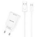 Usams Φορτιστής Τοίχου T21OCMC01 Με Καλώδιο Micro USB USB 2.1A Λευκός