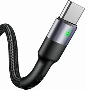 USAMS καλώδιο Braided LED USB 2.0 USB-C male σε USB-A male U26 Fast Charging 3A 1m μαύρο