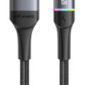 USAMS καλώδιο Braided LED USB-C σε USB 66W 480Mbps Fast Charging 6A 1.2m μαύρο