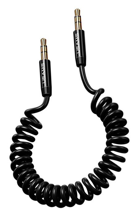 Usams Καλώδιο Jack 3.5Mm Spiral Hi-Fi Stereo 1.2M Μαύρο