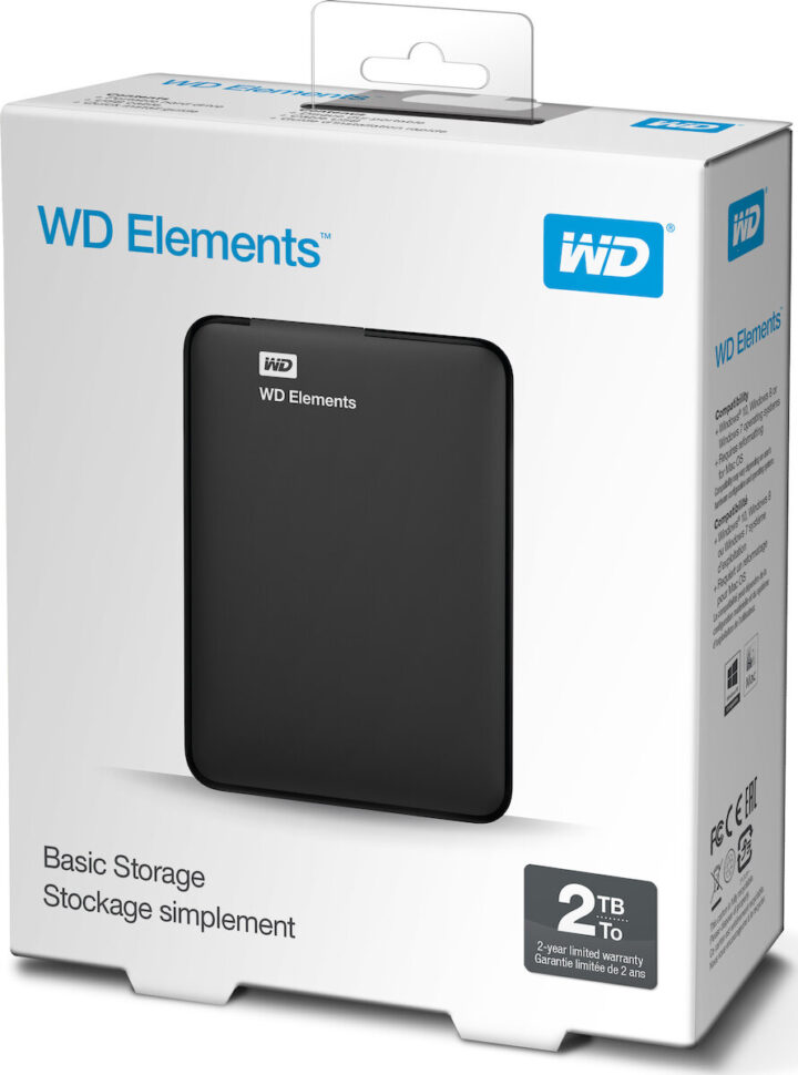 WD 2.5' HDD Elements Portable 2TB, USB 3.0 Black