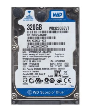 Western Digital 320gb Wd3200bevt 2.5'' Scorpio Blue Sata