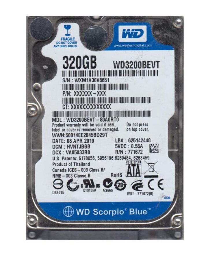 Western Digital 320gb Wd3200bevt 2.5'' Scorpio Blue Sata
