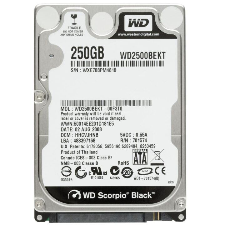 Western Digital Hdd Scorpio Black 250Gb 2.5'' 7200 Rpm Sata Ii