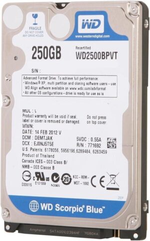 Western Digital HDD Scorpio Blue 250GB / 2.5'' / 5400RPM / SATA II / 8MB Cache