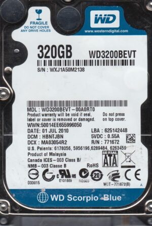 Western Digital Hdd Scorpio Blue 320Gb 2.5'' 5400Rpm Sataii 8M