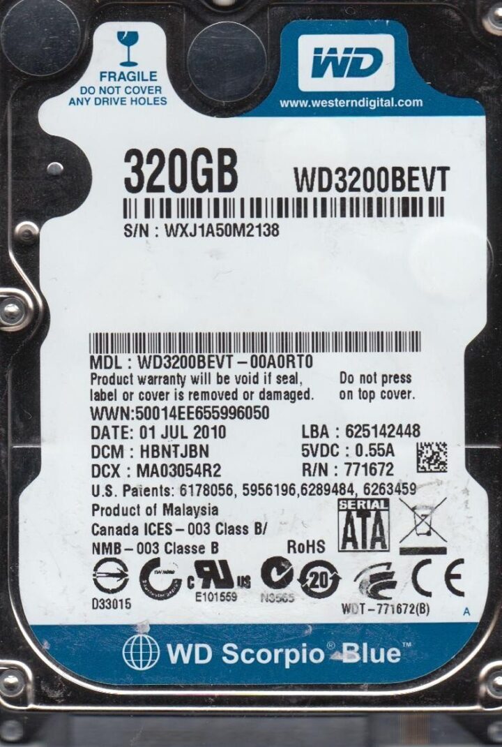 Western Digital Hdd Scorpio Blue 320Gb 2.5'' 5400Rpm Sataii 8M