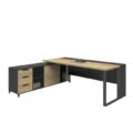 Woodwell Project Γραφείο Με Αναστρέψιμη Γωνία 180x70x75cm Απόχρωση Sonoma - Γκρι